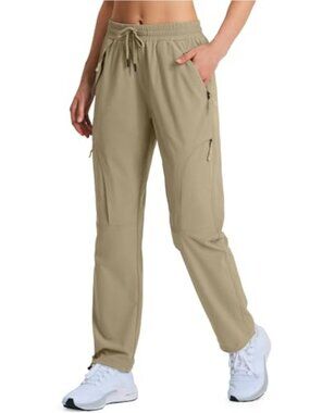 Women's Quick Dry Cargo Pants with Zip Pockets, UPF 50, Water Resistant, 4-Way